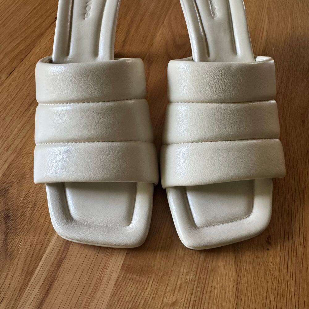 Vince Ceil Leather Kitten Heel Sandals in "Moonlight" Cream White Size 9 - Picture 8 of 13